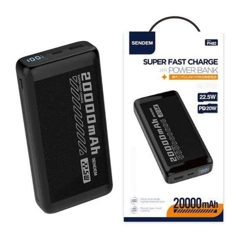 باوربنك سيندم 20000 ملي امبير Fast charger 22.5W PD20W
